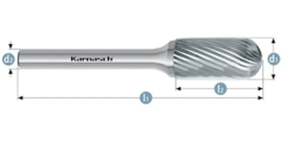 Борфреза твердосплавная Karnasch форма F, 3х8х3х38 мм, насечка HP-2, без покрытия, арт. 11.3050-015