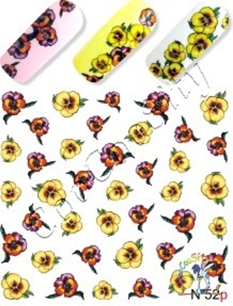 Слайдер-дизайн для ногтей Цветы N 52 p