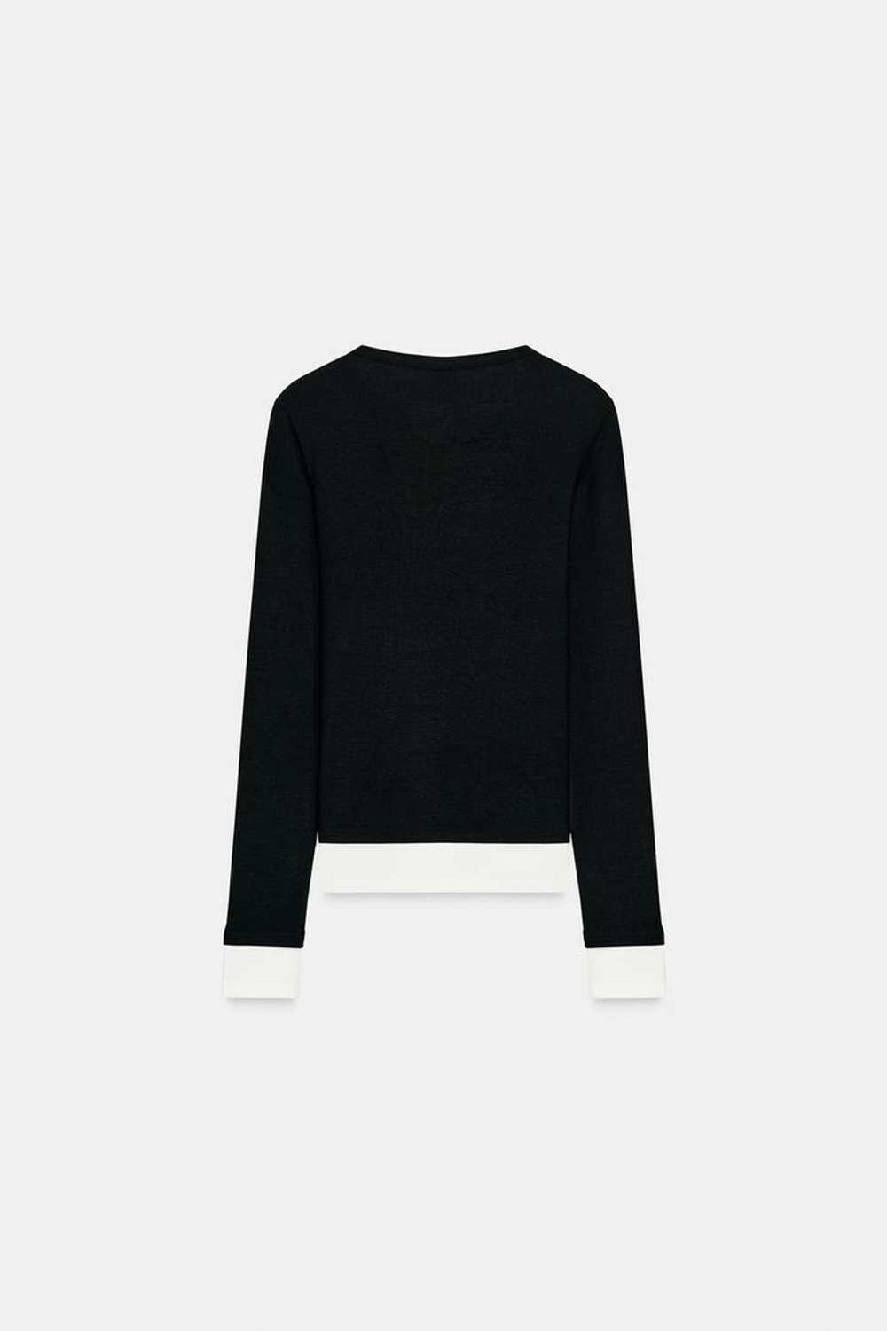 ZARA ФУТБОЛКА С ДВОЙНЫМ КОНТРАСТОМ, ЧЕРНЫЙ