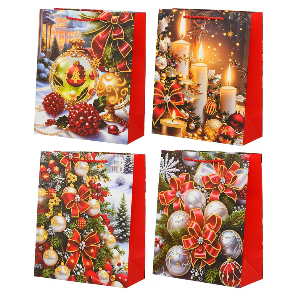 Подарочный пакет Basir, серия "Новый год", золотое тиснение, 18*23*10 см, ассорти