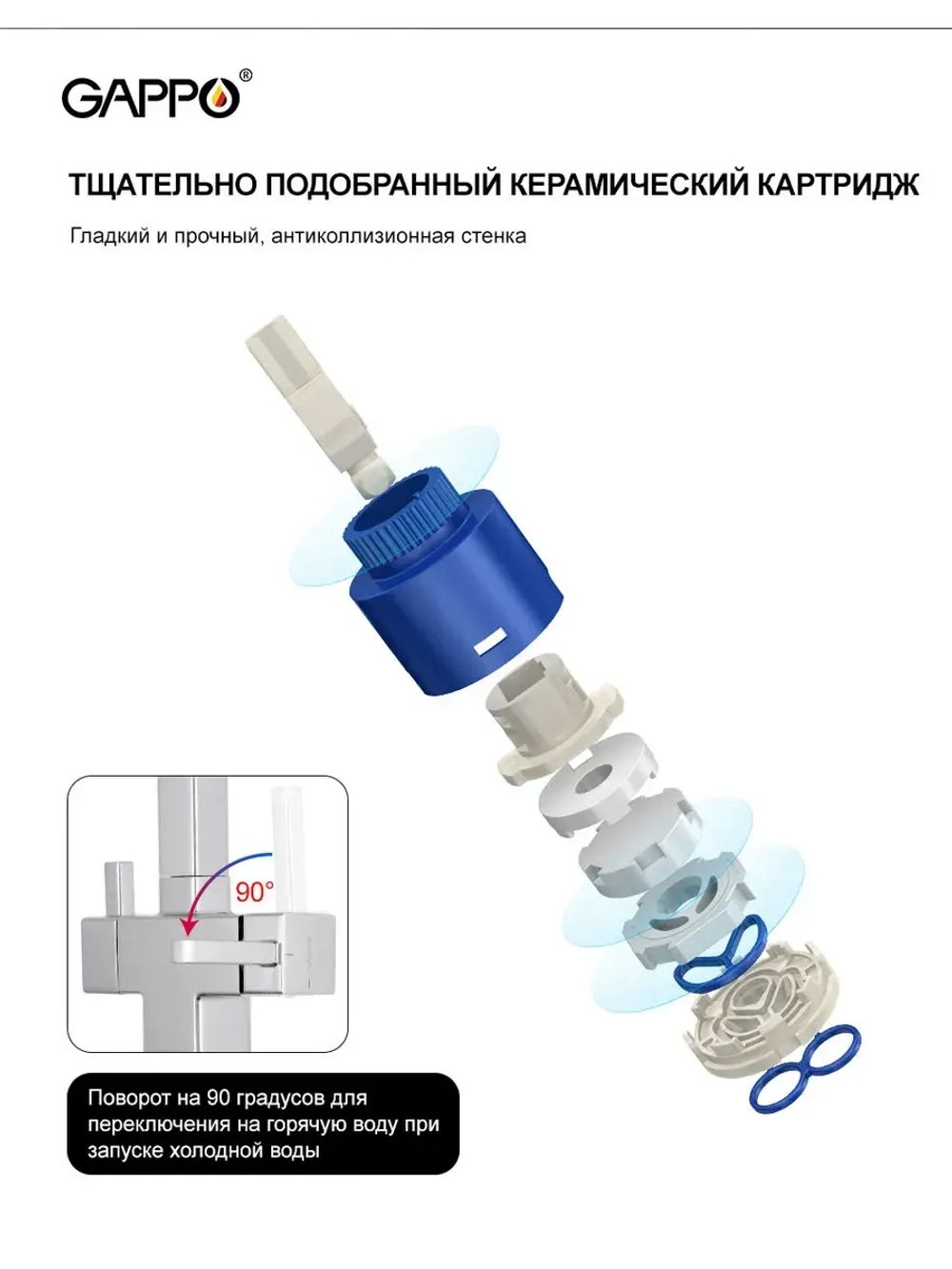 Смеситель для кухни с подключением к фильтру Gappo G4395-50