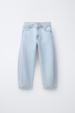 ZARA ДЖИНСЫ BARREL, ГОЛУБОЙ