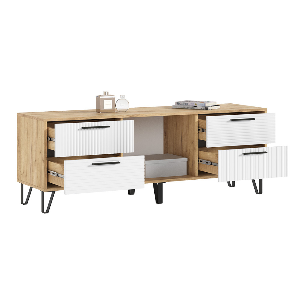 Тумба ТВ Флэш, Браш Вайт, Дуб Крафт