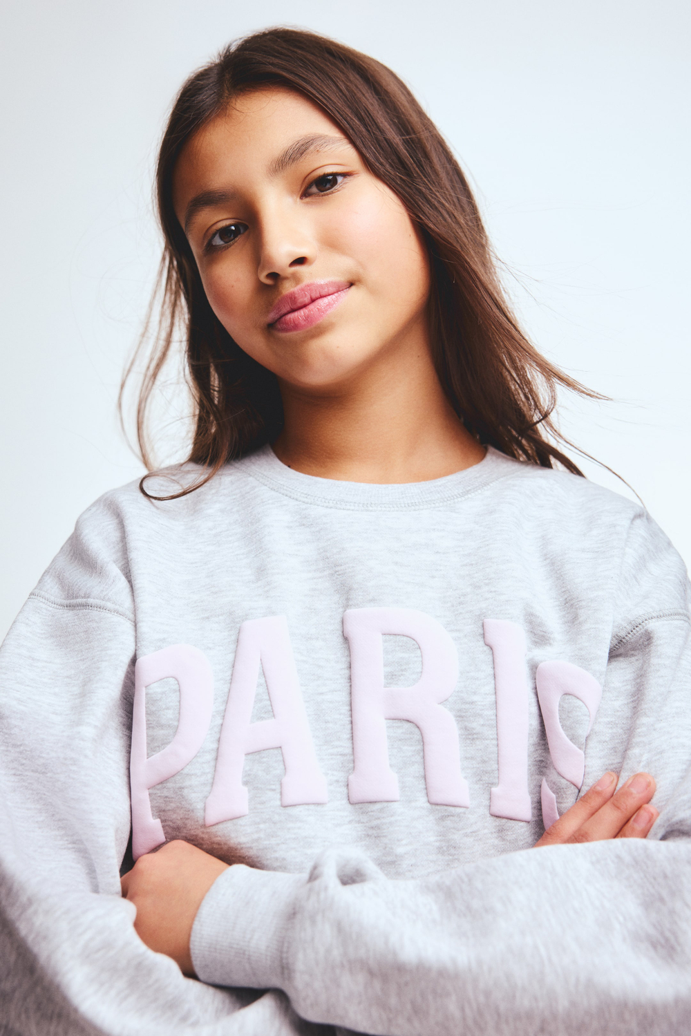 H&M Толстовка с принтом, светло-серый меланж