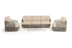 "Альбано" лаунж-зона 5-местная плетеная из роупа (веревки), каркас алюминиевый светло-серый, роуп серый меланж