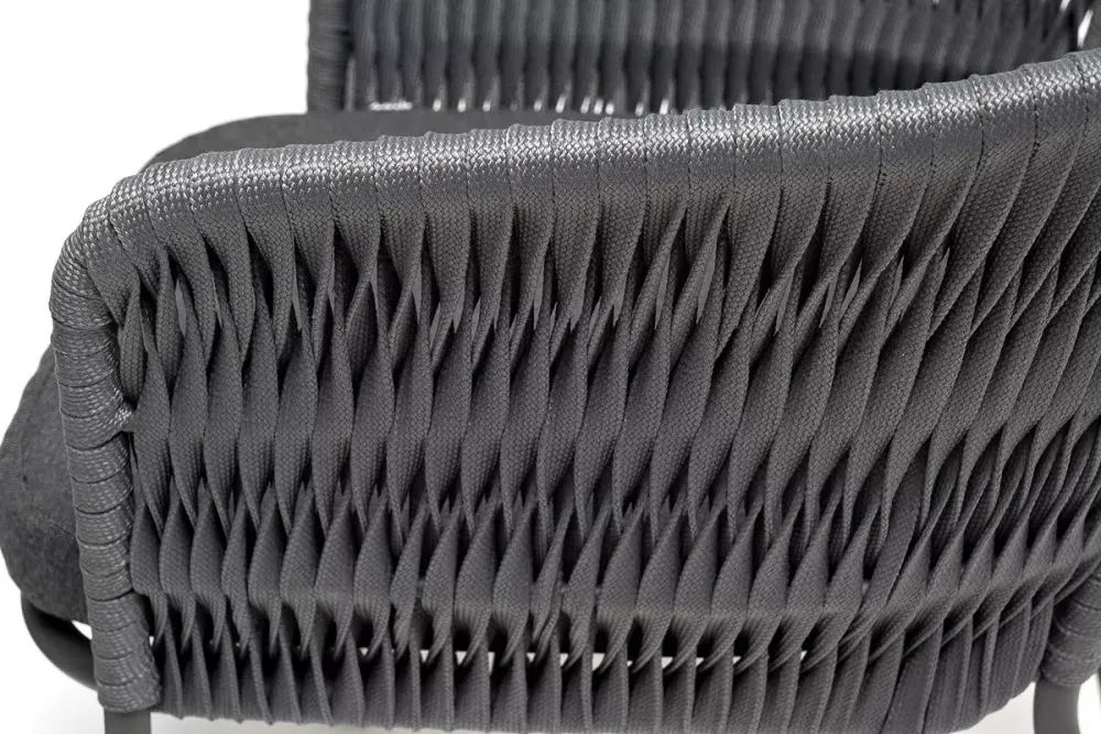 "Диего" обеденная группа на 4 персоны со стульями "Бордо" плетения колос, столешница "серый гранит"