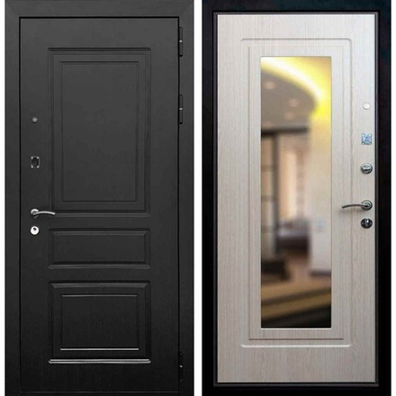 Входная металлическая дверь с зеркалом  (RеX) РЕКС 6 Лондон Венге / ФЗЛ 120 Беленый дуб