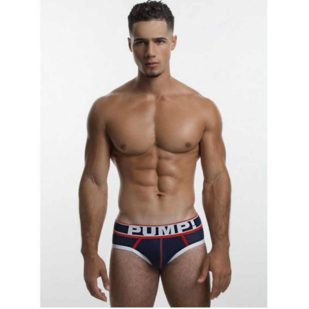 Мужские трусы брифы (темно-синий с серым + темно-синий с красным + красный) набор 3 в1 PUMP! MP389-01