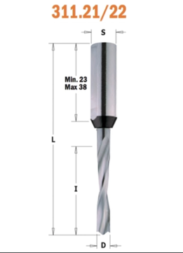 Сверло HWM (5x30x70 мм; Z 2+2; S 10x30 мм; RH) для присадочного станка CMT 311.050.21