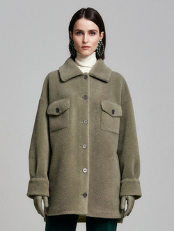 Шуба из шерсти тедди, SilverFox (арт. S2201-101)