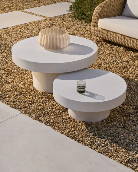Журнальный столик Aiguablava, Ø66 см, белый цемент