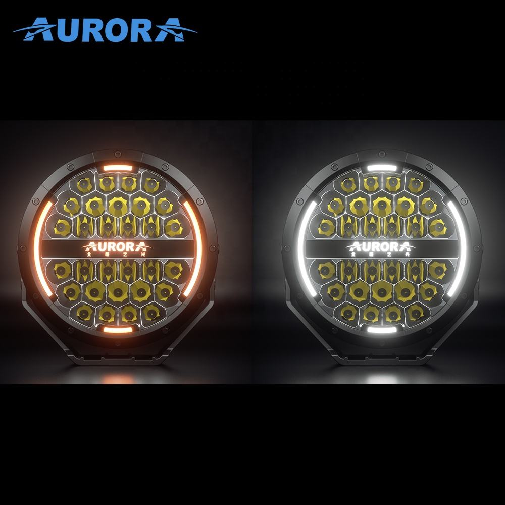 Светодиодные фары Aurora комбинированный белый свет с ДХО белый и янтарный свет
