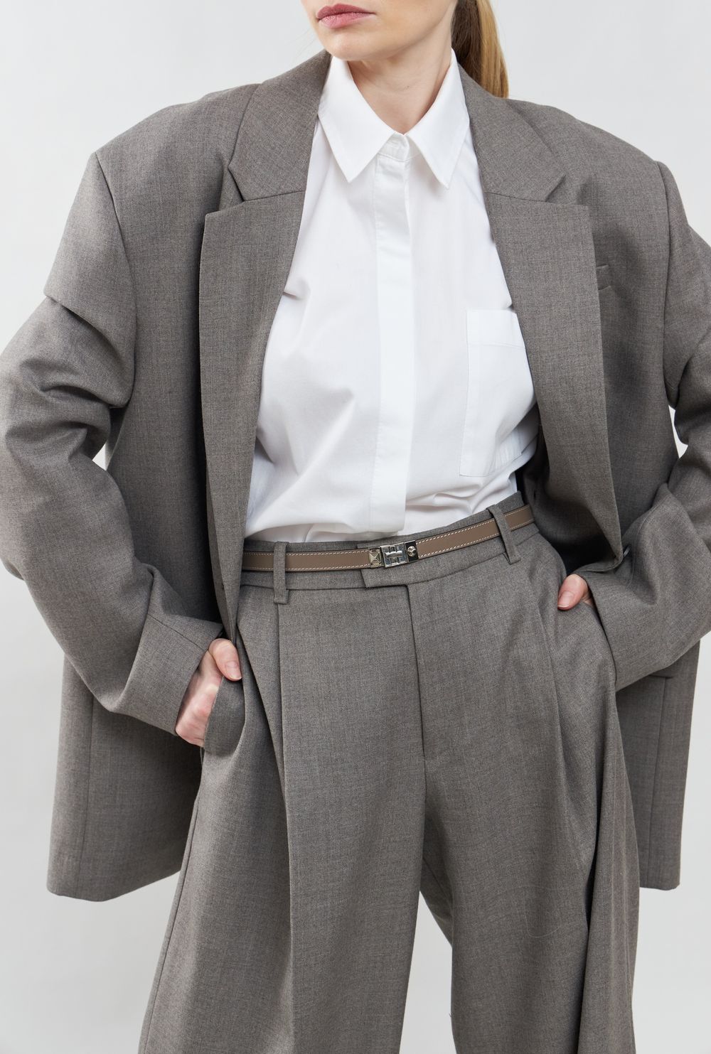 ТОНКИЙ РЕМЕНЬ С ЗАМОЧКОМ TAUPE|NUDE