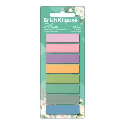 Закладки с липким краем (12*45мм)  8цв 160л, Pastel Bloom пластик