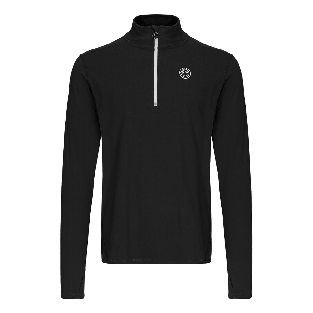 Мужское теннисное поло BIDI BADU Zac Tech Half Zip Long Sleeve Men - Black, White