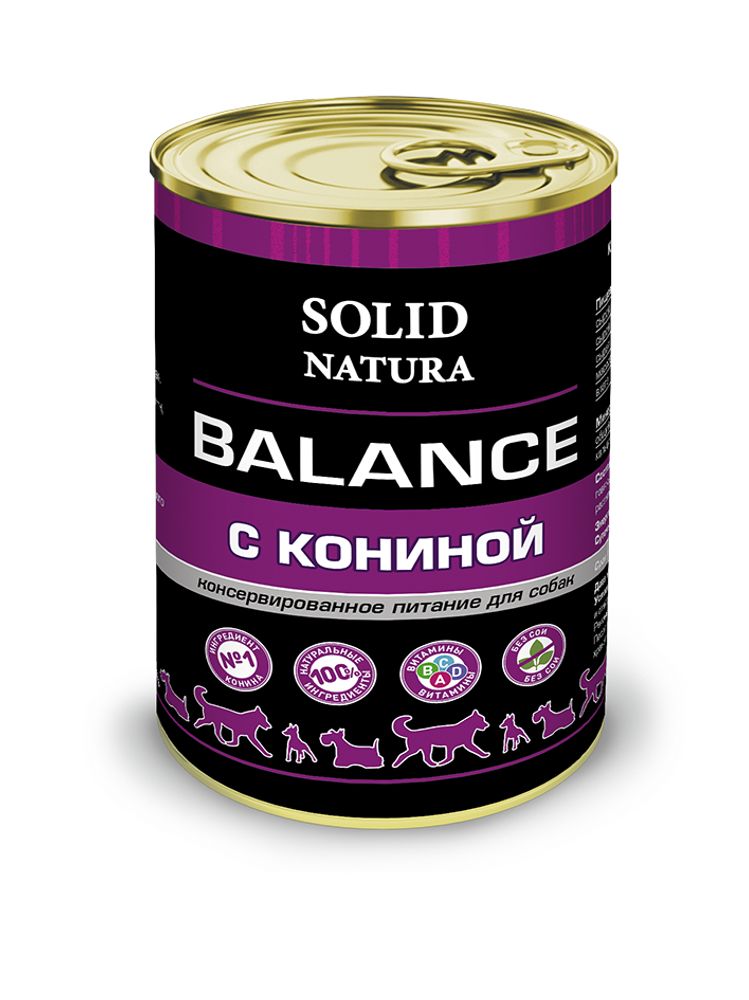 Solid Natura Balance Конина влажный корм для собак жестяная банка 340 г