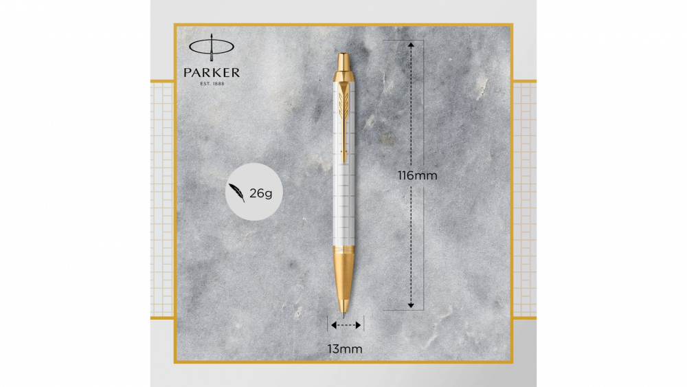 Шариковая ручка Parker IM Premium K318  Pearl GT, стержень: M, цвет чернил: blue, в подарочной упаковке.