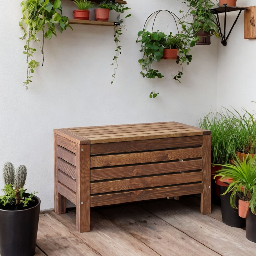 Сундук скамья 72х37х45, Эпларо, деревянный, для хранения вещей, для мангала и для сада, массив сосны, венге, Dipriz