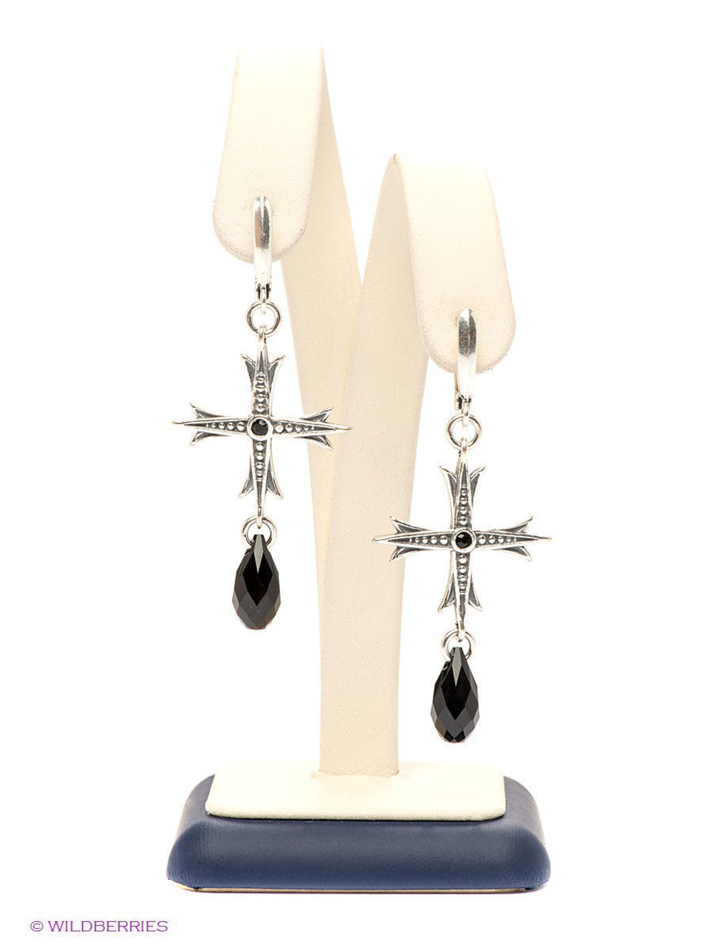 "Асвелл" серьги в серебряном покрытии из коллекции "Crystal Skull" от Jenavi с английским замком