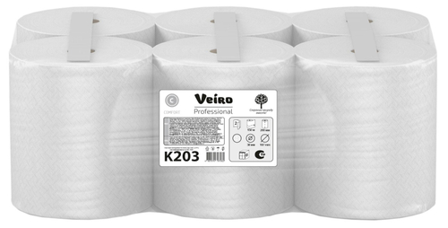 Полотенца бумажные Veiro Professional Comfort, К203, 2-слойные, белые, в рулоне 150 метров