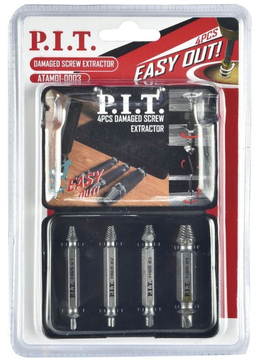 Набор экстракторов для шурупов (4 шт, № 1,2,3,4, пластиковый кейс) ATAM01-0003 P.I.T.