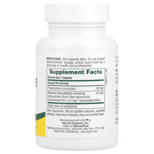 NaturesPlus, ультрапрегненолон с Bioperine®, 60 капсул