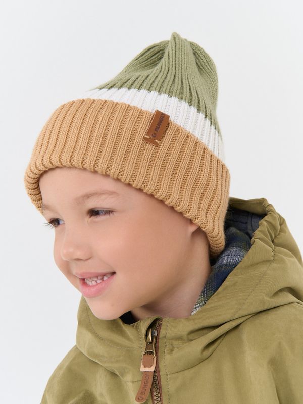 Шапка тыква из смесовой шерсти однослойная Колор блок 