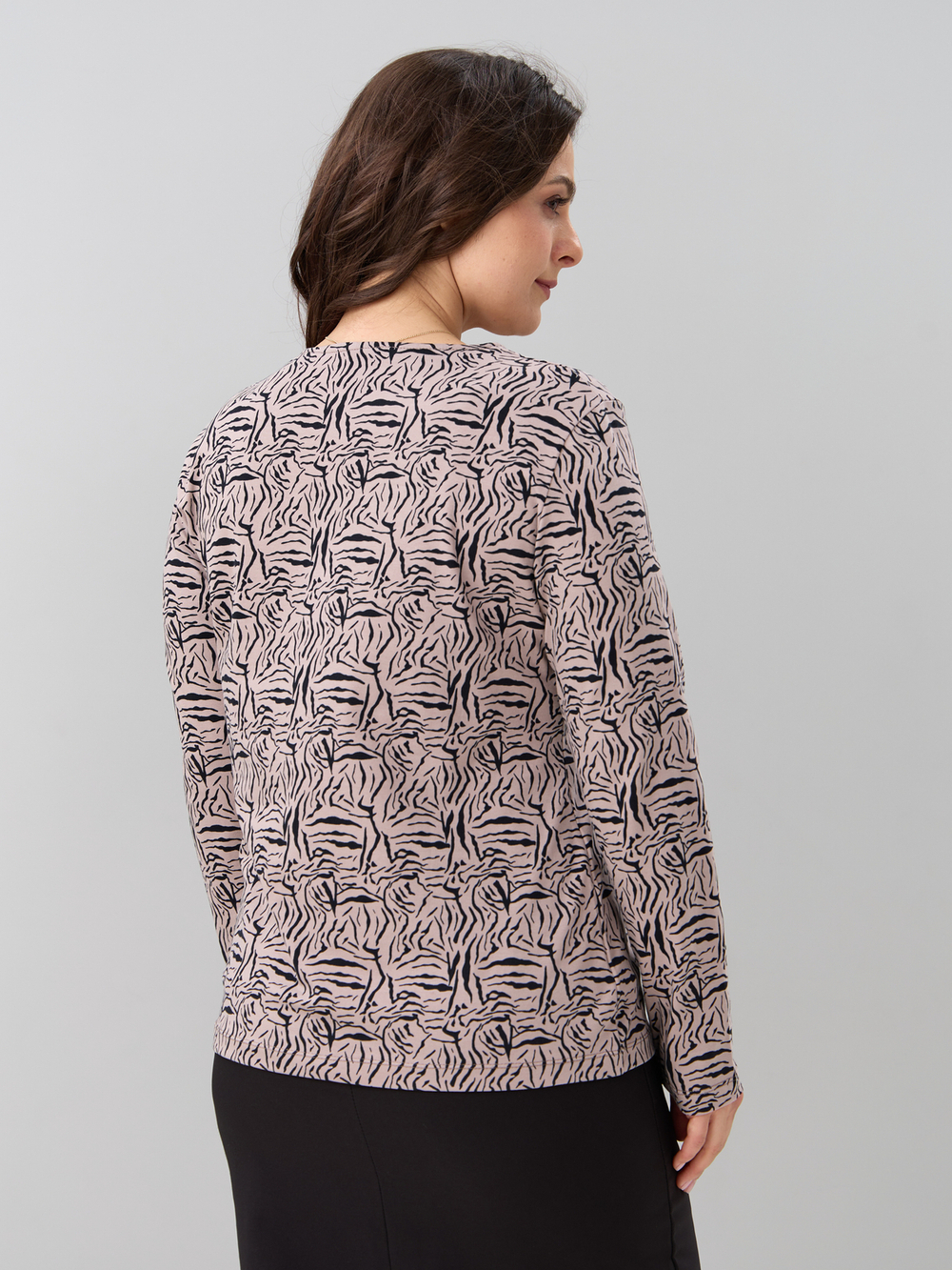 Лонгслив ЛНкл-081/бежевый-зебра