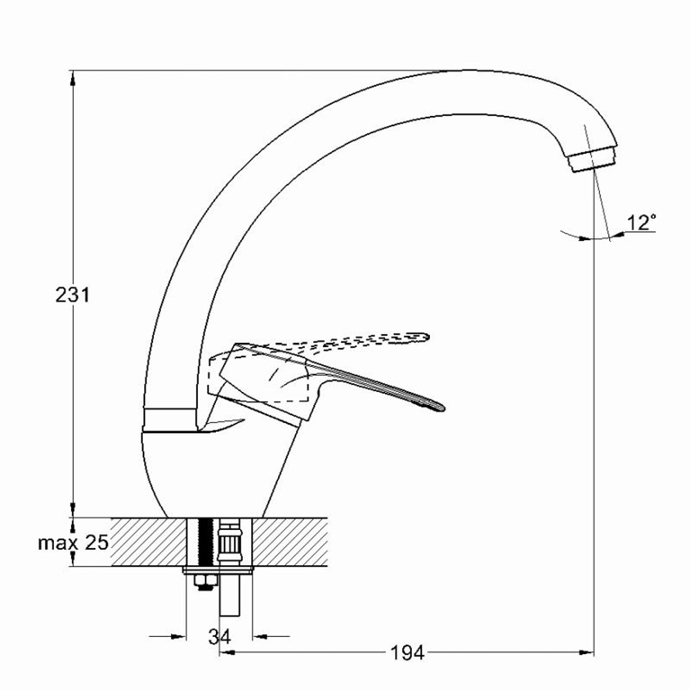 Смеситель SOLONE для кухни, белый, на шпильке LOP4-A043KW