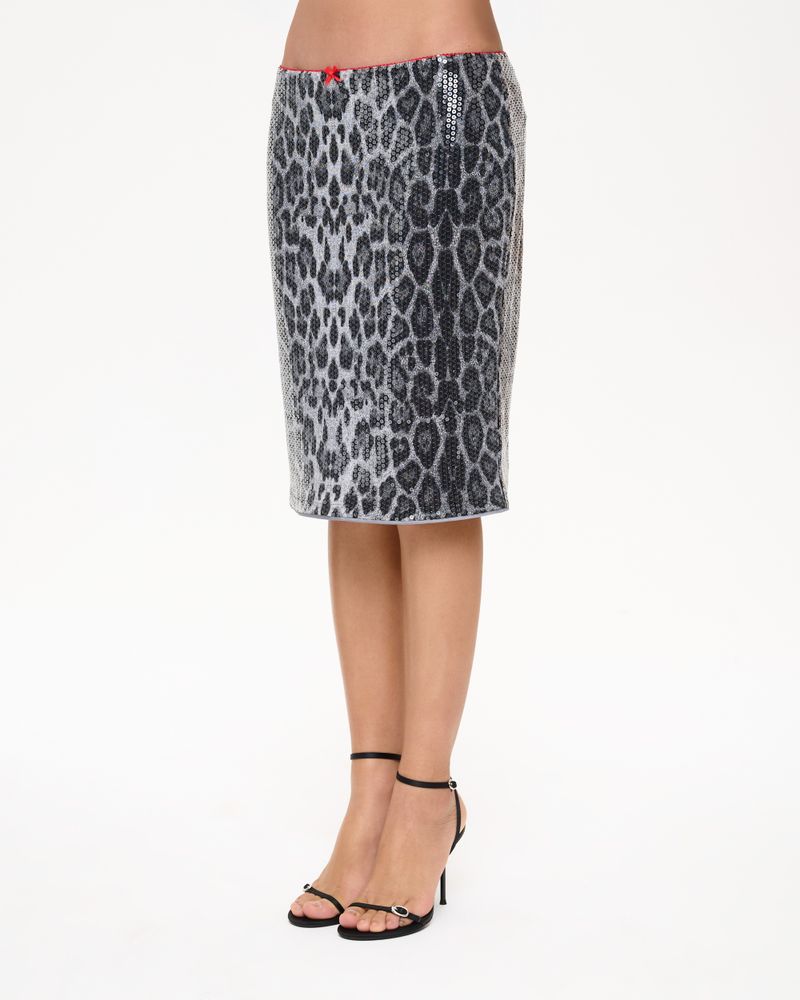 Юбка мини из пайеток с леопардовым принтом