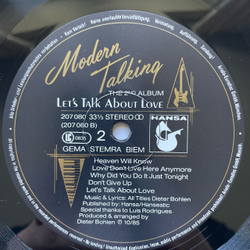 Винтажная виниловая пластинка LP Modern Talking Let's Talk About Love (The 2nd Album) (Германия 1985) Cheri Cheri Lady