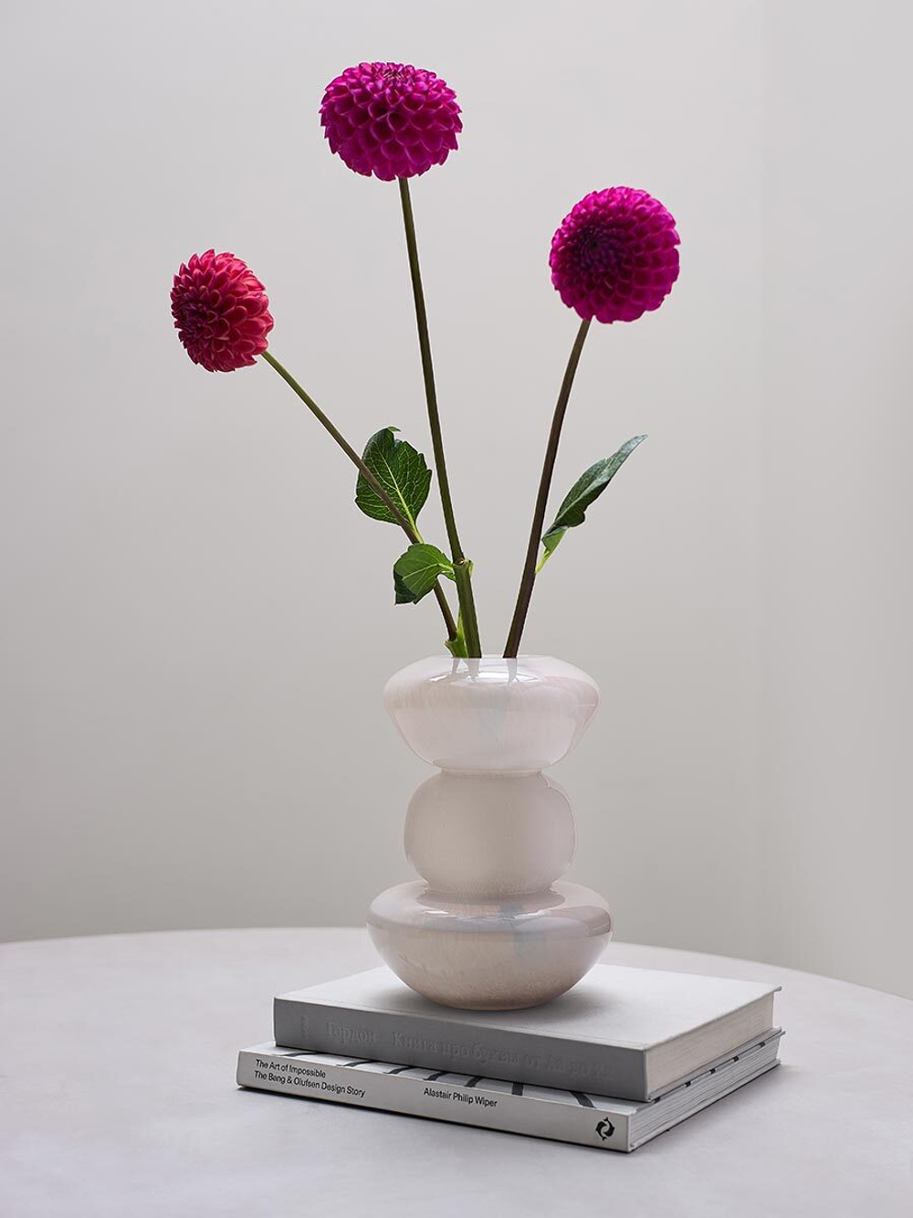 Ваза riverstone, 25 см, жемчужно-серая