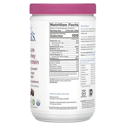 Simply Tera's, Grass Fed, Simply Pure Whey Protein, темный шоколад с какао, полученный по принципу справедливой торговли, 340 г (12 унций)