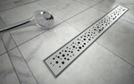 Душевой лоток из нержавеющей стали, решетка с круглой ячейкой TIM 70х650мм (сухой +гидрозатвор) BAD416502