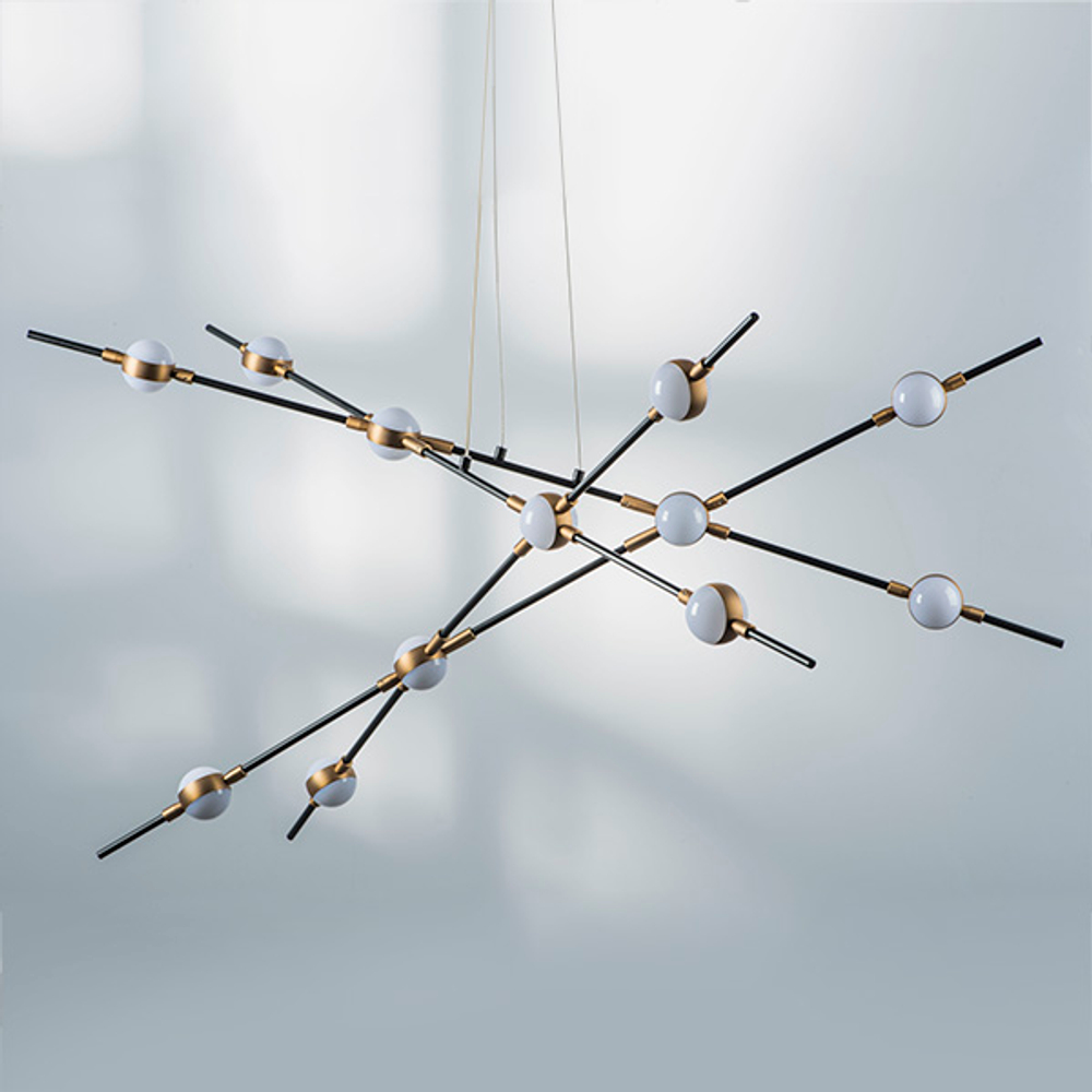 745247 Люстра BERGAMO LED 5Wх12 4800LM ЧЕРНЫЙ МАТОВЫЙ/ЗОЛОТО 4000K