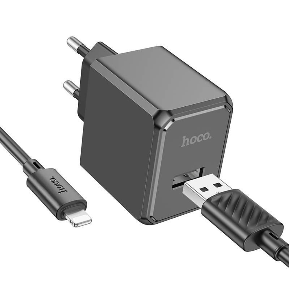 Сетевое зарядное устройство с кабелем iOS Lightning 1-метр 2.1А HOCO CS11A