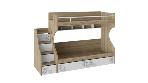 Кровать 2-х ярусная с лестницей приставной с ящиками «Оксфорд»