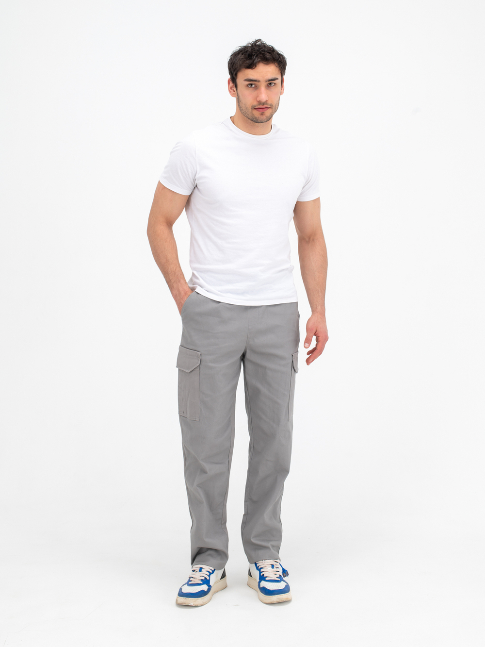 Карго джоггеры прямые. Серые