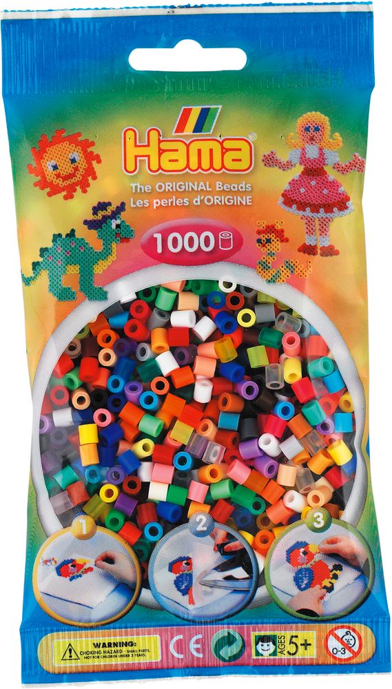 Hama Бусинки для термомозаики Midi микс, 1000 шт. (207-68)