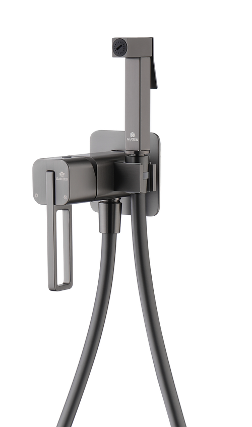 12157-Q Смеситель встраиваемый с ГИГ. душем (ГРАФИТ) GANZER (10/1шт)