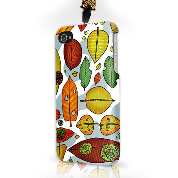 Чехол пластиковый для айфона SE/5/ 5S "Листья" с ланъярдом