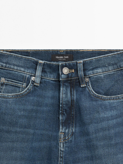 Massimo Dutti Расклешенные джинсы скинни с высокой посадкой, средне-синий