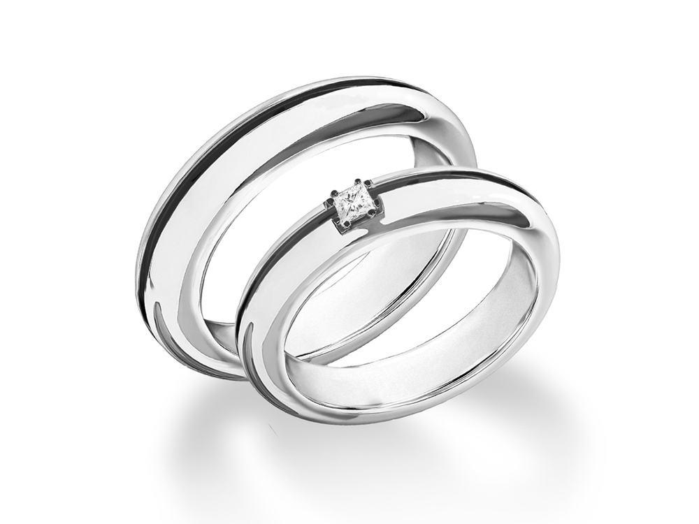 Обручальное кольцо с бриллиантом огранки "Принцесса"