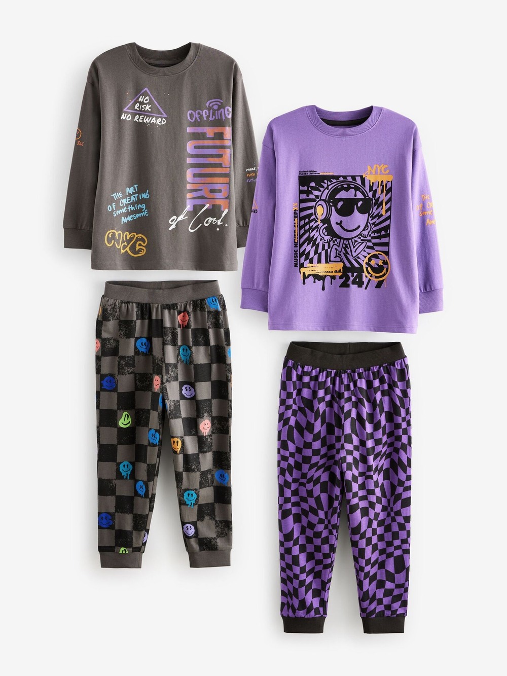 Пижама для мальчика Next B82-968, 2 шт., Серый, Фиолетовый
