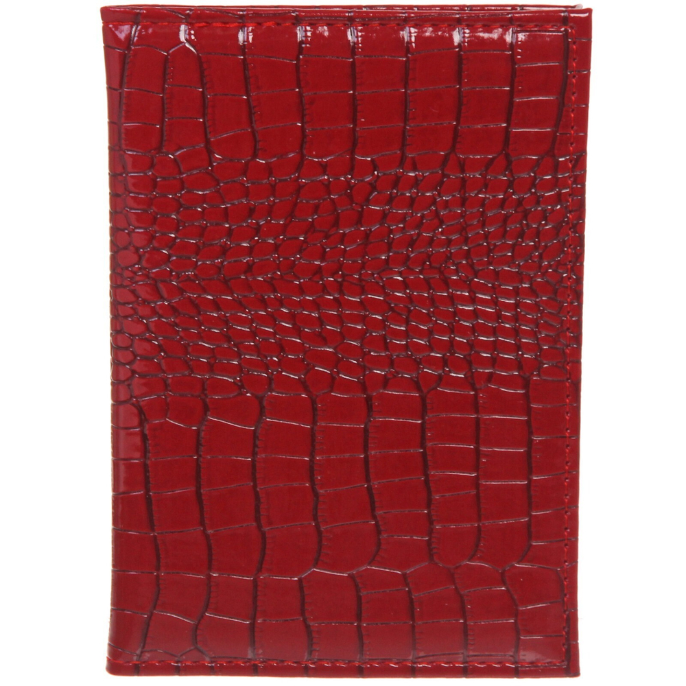 Обложка на паспорт «Классика» под крокодила, цвет красный