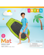 Матрас-шезлонг для плавания Intex 58836 Зеленый 178х94 см / Надувной плот Интекс с сетчатым дном и подголовником для бассейна и моря
