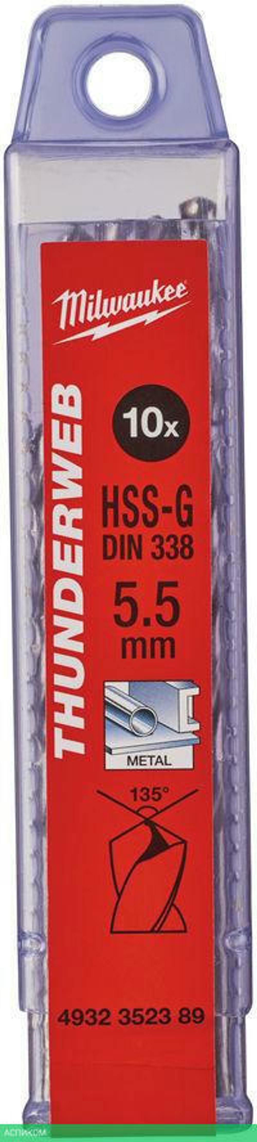 Сверло по металлу Milwaukee Thunderweb HSS-G 5.5x93мм 10шт (4932352389)