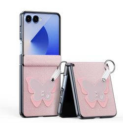 Чехол розового цвета (Butterfly Edition) из искусственной кожи от Dux Ducis для Samsung Galaxy Z Flip 7, серия Luvy Series Case