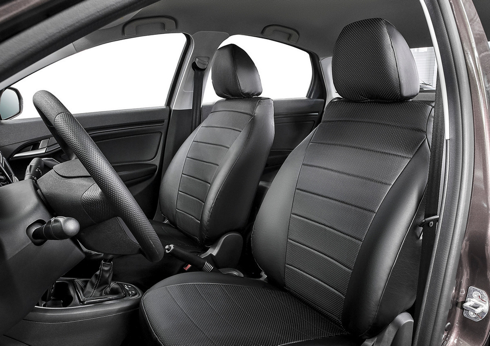 Авточехлы Rival Строчка (зад. спинка 40/60) для сидений Toyota Camry XV40 2006-2011, эко-кожа, черные, SC.5705.1
