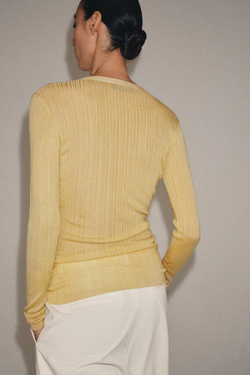 ZARA КАРДИГАН В РУБЧИК, ЖЕЛТЫЙ